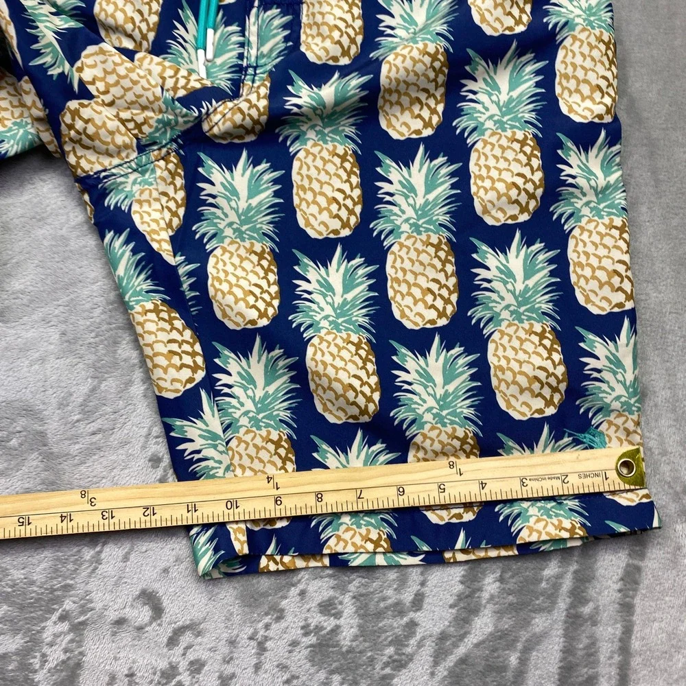 Tommy Bahama Swim Trunks L Pineapple Print Blue Green Drawstring‎ Casual Surf